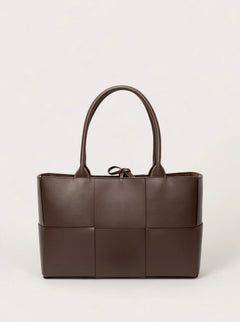 Brown leather tote bag