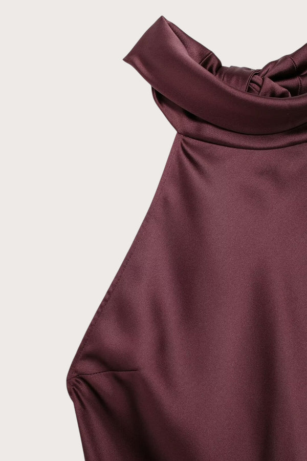 High Neck Satin Dress